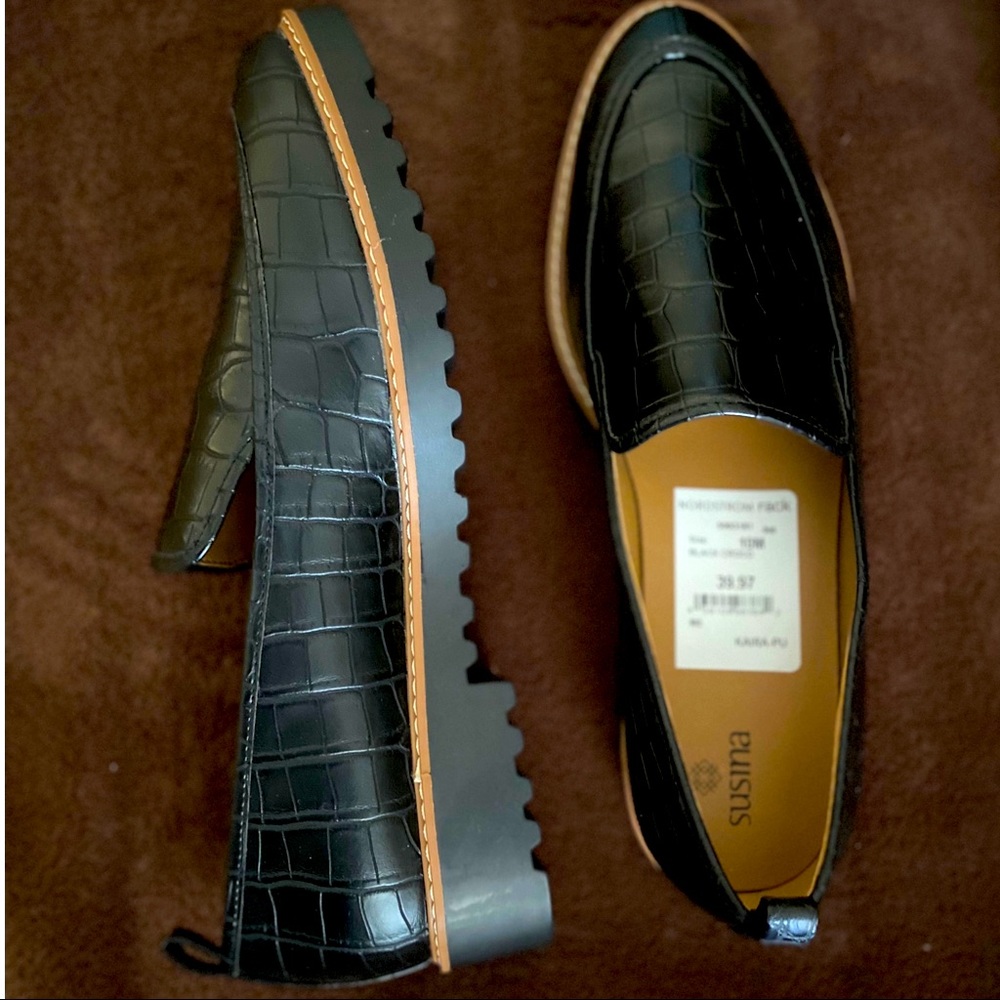 New Black Loafers with Brown Accent